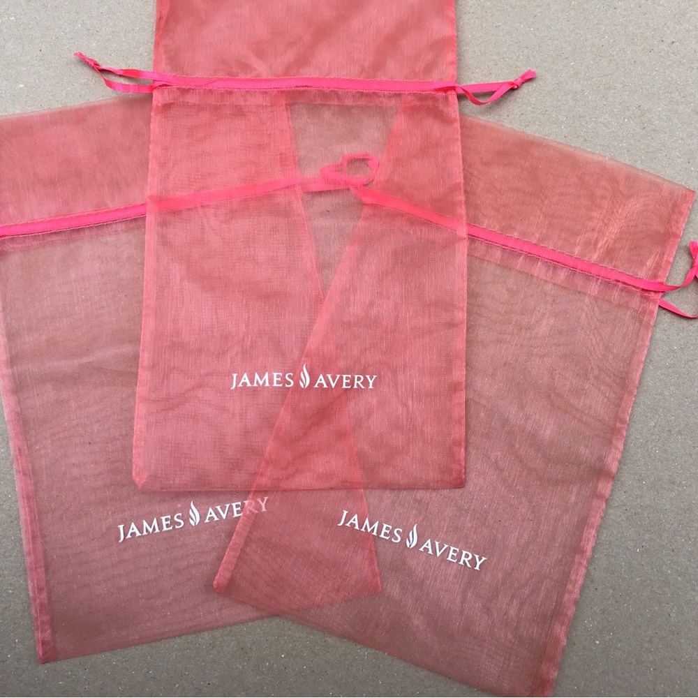 James Avery Coral Color Organza Drawstring Jewelry Pouch, 3 Pouches
